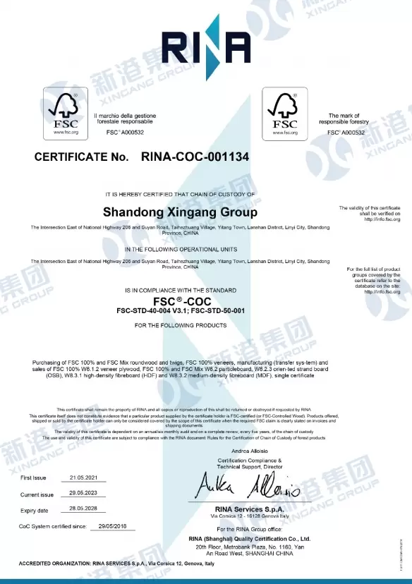 Certificate No Rina-COC-001134