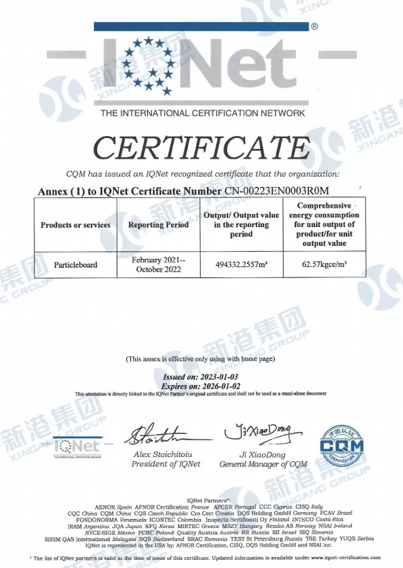 Certificate-Particleboard