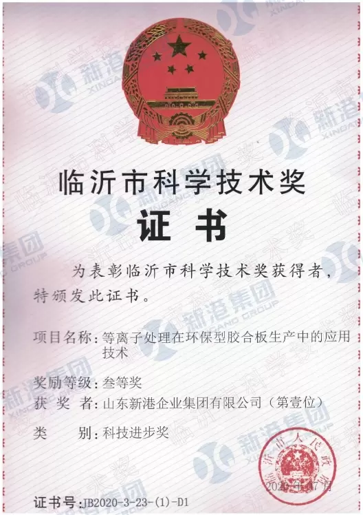 Science and Technology Award Certificate