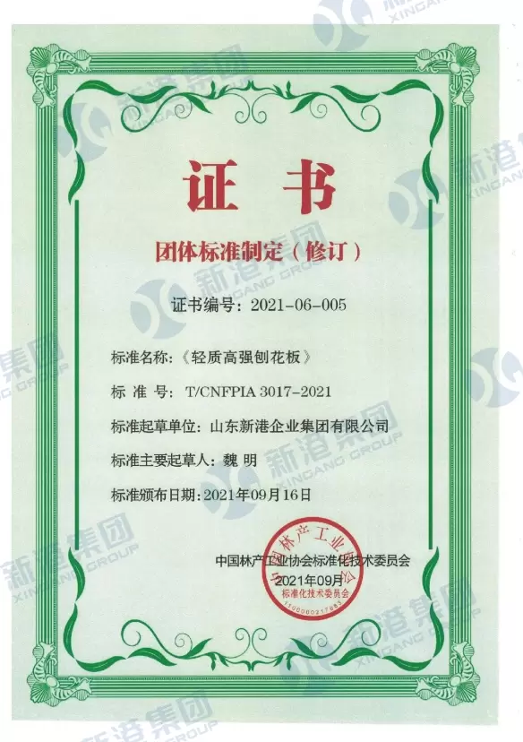 Group Standard Development and Revision Certificate