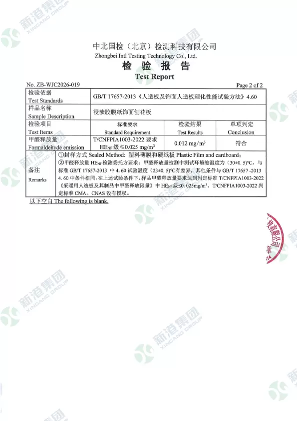Melamine Particle Board Formaldehyde Emission